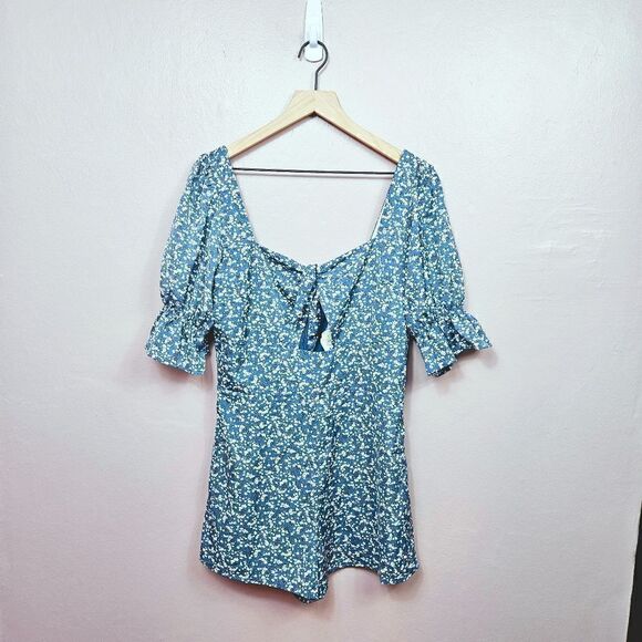 NWT Altar'd State Floral Romper. Royal Blue L#026 - Picture 1 of 14